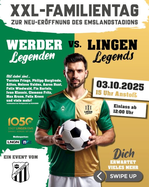 Werder Bremen Legenden am 03.10.2025 zu Gast im Emslandstadion!